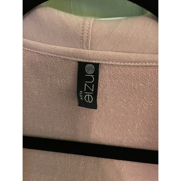 Onzie Sleeveless Hooded Duster Dusty Rose Sweatshirt Athleisure Pen Mark On Hood - Picture 6 of 9
